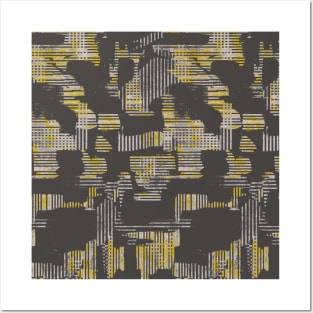 Abstract stripes yellow gray Posters and Art